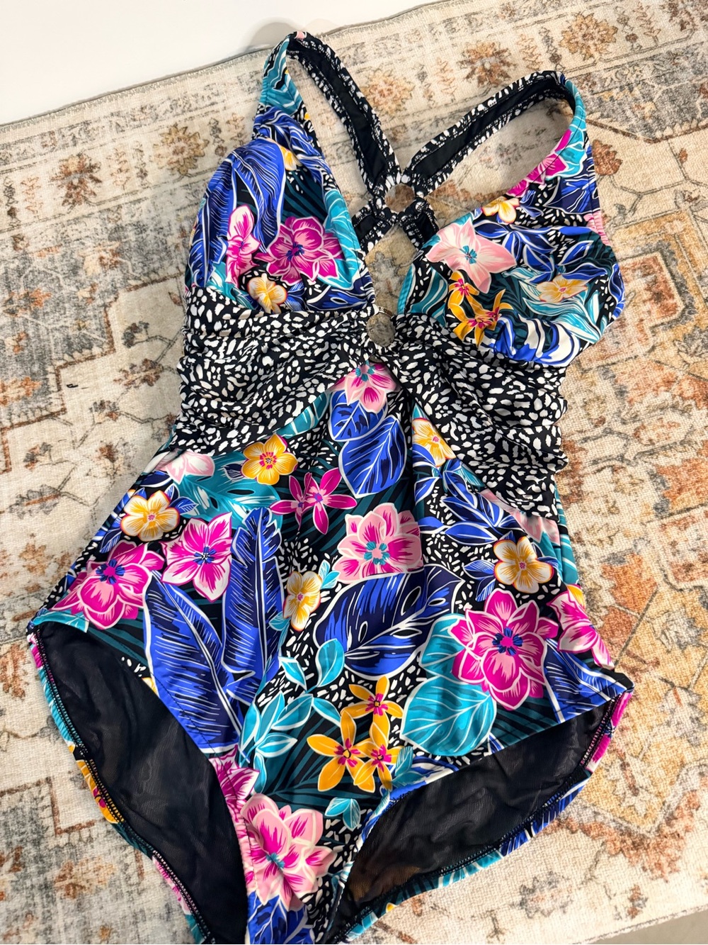 Venus leopard dot and floral one piece swimsuit